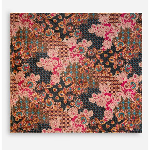 Johnny Was Laurel Canyon Attar Cozy Blanket Reversible Floral Home Black NEW - Picture 3 of 5